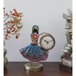 decorum Lady 3'' Multicolour Iron Table Clock-picture-31