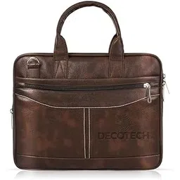 decotech Laptop Bags for Men Office Use Faux Leather Laptop Bag for Man with 2 Compartments, Professional Business Office & Travel Work Bag, Brown-picture-54