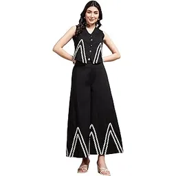 deebaco Solid Viscose Lycra Waistcoat & Palazzos Co-ord Set for Women's|Sleeveless V-Neck Regular Fit Stylish Summer Western Casual Wear Ladies Cord Set-picture-56