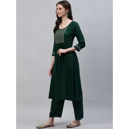 DEEBACO Women Green Kurta with Pyjamas & With Dupatta-picture-36