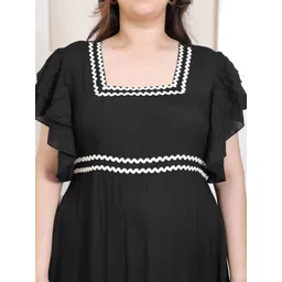 DEEBACO Women  Square Neck Flared Sleeves Maxi Midi Dress image 3