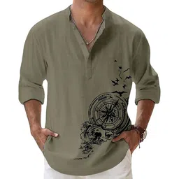 deelmo Men Solid Cotton Blend Straight Kurta-picture-18