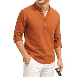 deelmo Men's Cotton Blend Solid Regular Fit Full Sleeve Short Kurta | Men's Trendy Short Kurta-picture-24