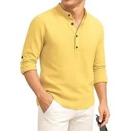 deemoon Men's Cotton Blend Solid Regular Fit Full Sleeve Short Kurta | Men's Trendy Short Kurta-picture-25