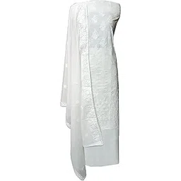 deepriya Women's Pure Cotton White to White Unstitched Chikankari Embroided Suit with Chikankari Cotton Dupatta & Plain Cotton Bottom.100% Dyeable Fabric(Dress Material)-picture-42