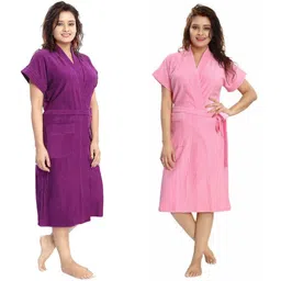 deeram Purple, Pink Free Size Bath Robe-picture-14