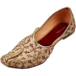 deeuco Men's Ethnic Golden and Maroon Embroidery Design Wedding and Sherwani Jutti,Mojari-picture-53