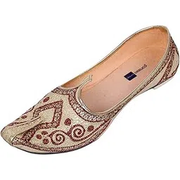 deeuco Men's Ethnic Juti/Mojari for Wedding and Party Occasions (Cream and Red)-picture-13