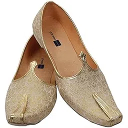 deeuco Men's Ethnic Premiun fine Fabric Cream Wedding and Sherwani Jutti,Mojari-picture-19