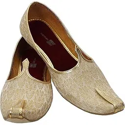 deeuco Men's Premium Cream Wedding and Sherwani Jutti, Mojari,-picture-51