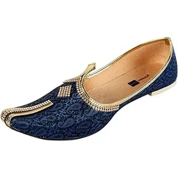 deeuco Men's Traditional Navy Blue Wedding and Sherwani Jutti (Mojari)-picture-54