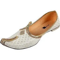 deeuco Men's Traditional White and Golden Wedding and Sherwani Jutti (Mojari)-picture-34