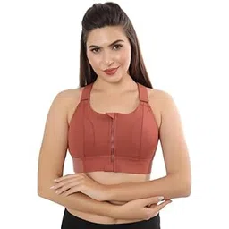 deevaz Velcro Lightly Padded Rapid-Dry High Support Workout Bra, Moisture Wicking, Brown-picture-54