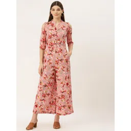 Deewa Pink Floral Print Basic Jumpsuit-picture-11