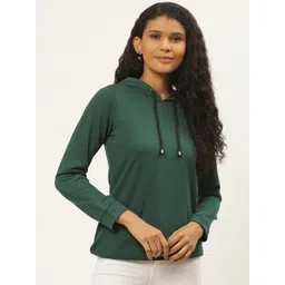 Deewa Women Green Solid Hooded Sweatshirt-picture-24