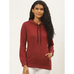 Deewa Women Maroon Solid Hooded Sweatshirt image 1