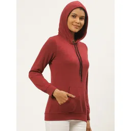 Deewa Women Maroon Solid Hooded Sweatshirt image 2