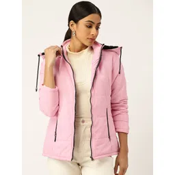 Deewa Women Pink Solid Hooded Parka Jacket-picture-22