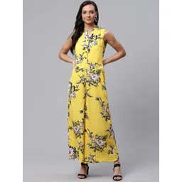Deewa Women Yellow & Blue Floral Print Basic Jumpsuit-picture-17