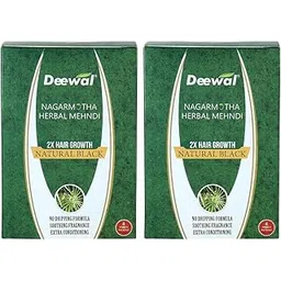 Deewal Nagarmotha Mehndi Powder - Natural Hair Coloring Solution with Herbal Extracts instant pure henna powder for hair, Powder of natural henna leaves (2)-picture-28