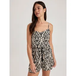 DeFacto Abstract Printed Shoulder Straps Waist Tie-Ups Playsuit-picture-21