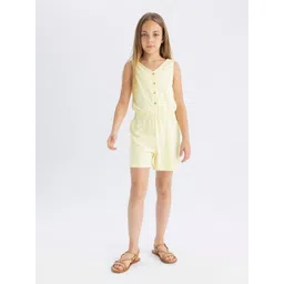 DeFacto Girls V-Neck Pure Cotton Playsuit-picture-30