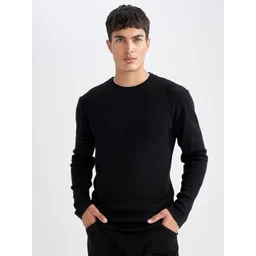 DeFacto Men Ribbed Long Sleeves Round Neck Casual Pullover-image-46