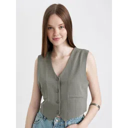 DeFacto Woven Crop Waistcoat-picture-34
