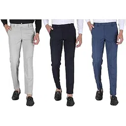 deggus Solid Formal Pants for Men Combo Pack 3 Office Wear - Premium Regular Fit Formal Trouser for Men, Boys, Gents Set of 3 - Formal wear for Office Meeting, Party-picture-34