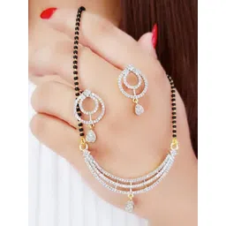 DEGHLAM Gold Plated Artificial Stones And Beads Mangalsutra With Earrings-picture-30