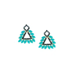 DEGHLAM Gold-Plated Artificial Stones Studded Triangular Drop Earrings-picture-25