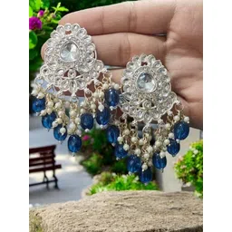 DEGHLAM Gold-Plated Kundan Studded & Beaded Contemporary Chandbalis-picture-26