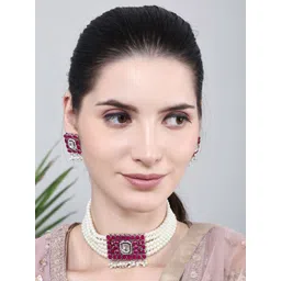 DEGHLAM Stones Studded & Beaded Jewellery Set-picture-21