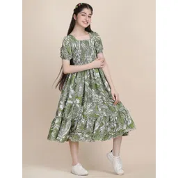 DEKLOOK Girls Fit and Flare Polyester Short Sleeves Square Neck Dress-picture-37