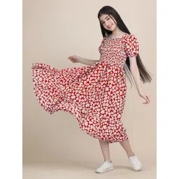 DEKLOOK Girls Printed Puff Sleeve Flared Midi Dress-picture-53