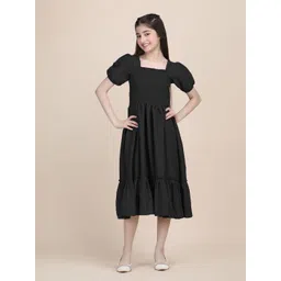 DEKLOOK Puff Sleeve Crepe Formal Fit & Flare Dress-picture-44