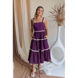 deklook Women Fit and Flare Purple Knee Length Dress-picture-15