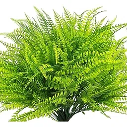 Dekorly Artificial Ferns Plant for Outdoor Planters, UV Resistant Artificial Outdoor Plants Fake Fern Stems, Faux Shrubs for Porch, Window Box, Home Decor (Green, Pack of 2)-picture-26