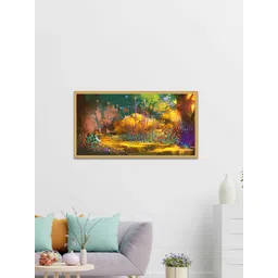 DEKORSTATION Gold-Toned & Blue 1 Piece Canvas Floral and Botanical Wall Paintings-picture-23