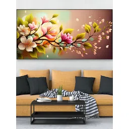 DEKORSTATION Pink & Green Floral Printed Canvas Wall Art-picture-13