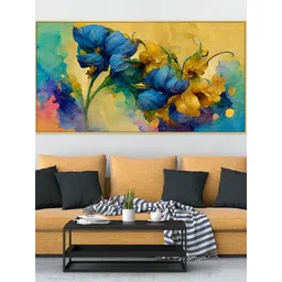 DEKORSTATION Yellow & Blue Painted Wooden Wall Art-picture-13