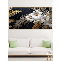 DEKORSTATION Yellow & White Floral Printed Canvas Wall Art-picture-27