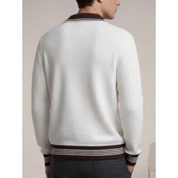 DELAN Men Colourblocked Ribbed Woollen Pullover image 5