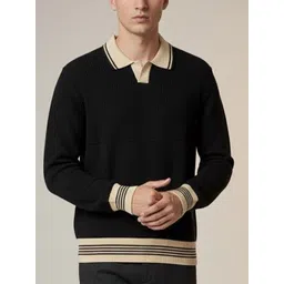 DELAN Men Striped Ribbed Woollen Pullover-picture-21