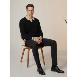 DELAN Men Striped Ribbed Woollen Pullover image 2