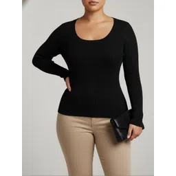 DELAN Women Ribbed Woollen Pullover-picture-11