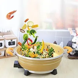 Delavala Multipurpose Electric Heating Hot Pot Multi-Function Non Stick Smokeless Pot with Lid Heat Steamer Cooker Frying Pan Steaming Hot Pot Cooking Cookware for Kitchen-picture-23