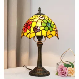 delightful decor Tiffany Style Red Colour Stained Glass Table Lamp-picture-16