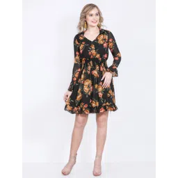 DELIS Women Floral Printed Georgette Fit & Flare Dress-picture-10