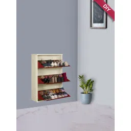 Delite Kom Double-Decker Ivory Brick Red Wall Mounted Metal Shoe Rack (6 Shelves DIY)-picture-35